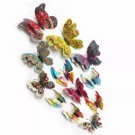 Fluturi 3D cu magnet, dubli, decoratiuni casa sau evenimente, set 12 bucati, colorati, A22